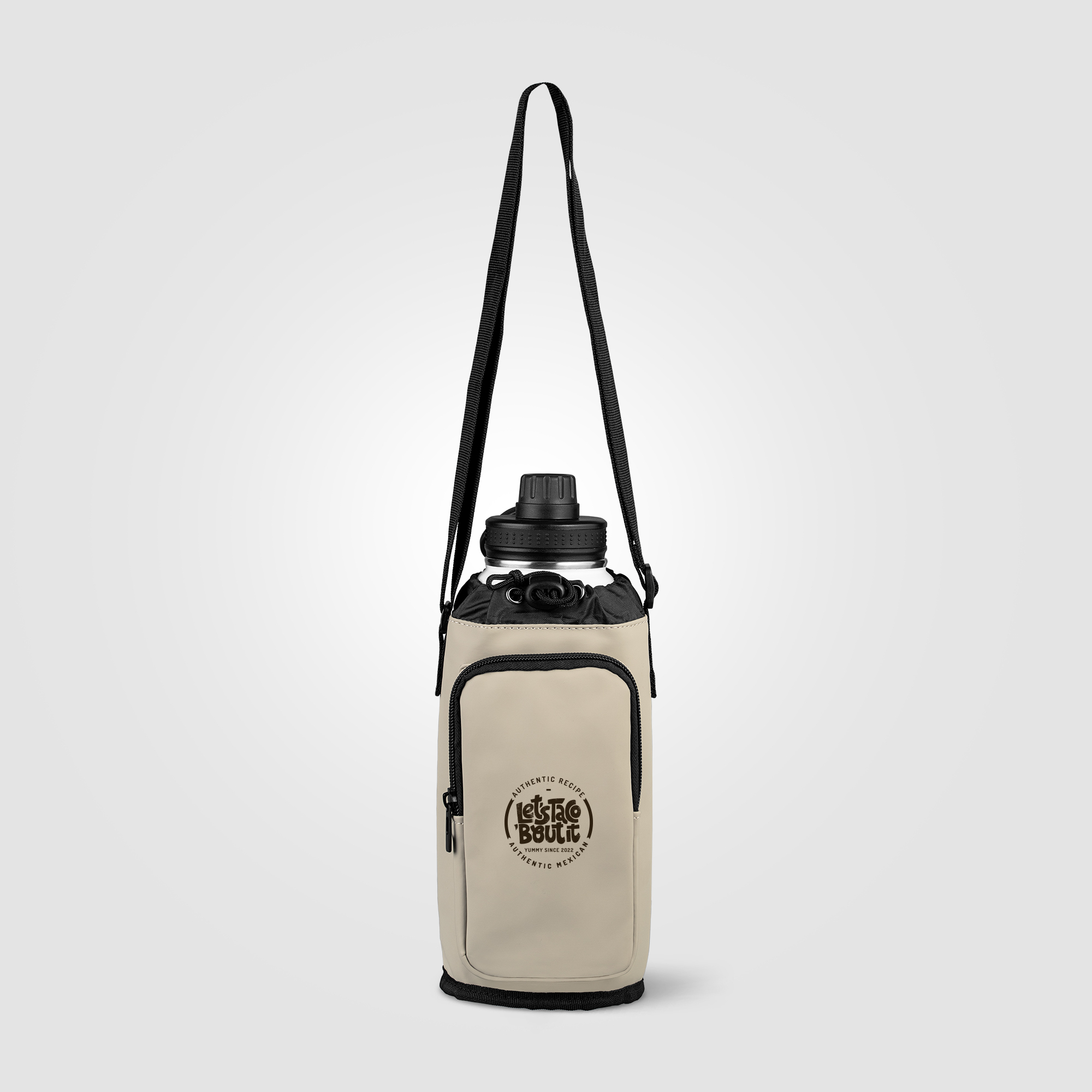 Sac porte-bouteille en PU recyclé personnalisable Malmö 1,8 L Gris chaud